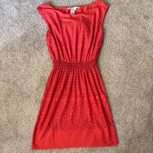 Max Studio Elegant Red Lace Midi Dress